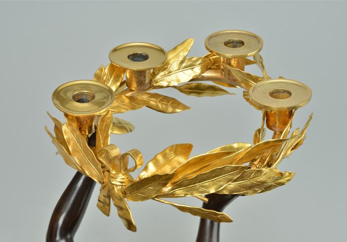 Claude-François Rabiat - A very important pair of empire ormolu and patinated bronze four-light candelabra | MasterArt